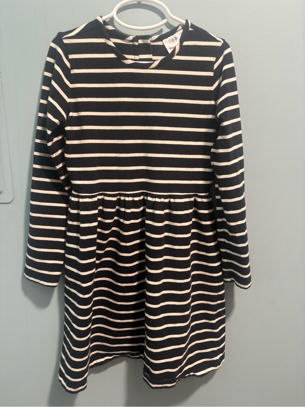 Hanna Andersson Navy and White Striped Long-Sleeve Dress